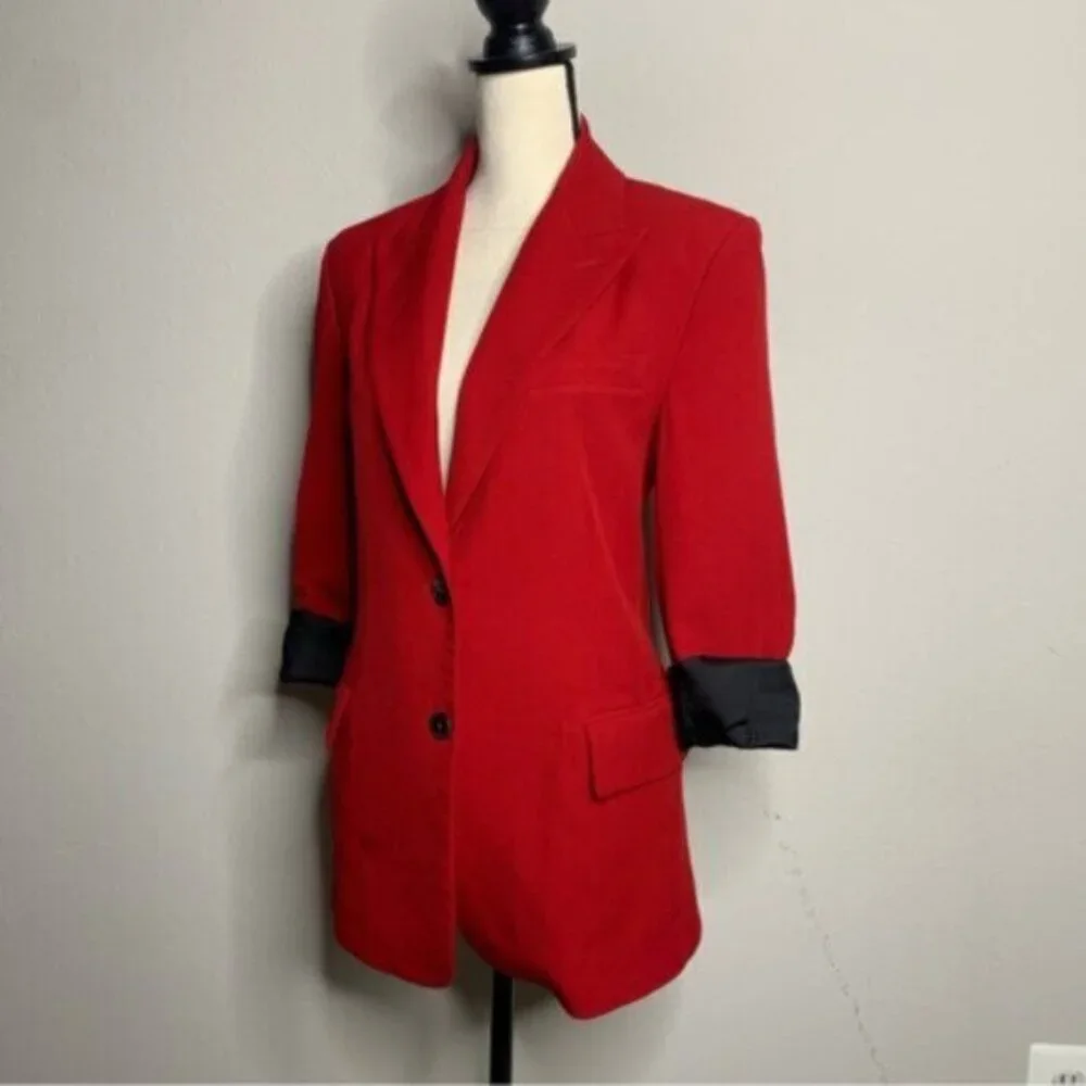 Zara Dark Red Single Breasted Blazer